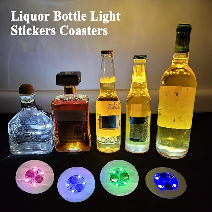 LED Drink Coasters, 60 Pack Multicolor, Round, EVA Material, 3 Lighting Modes, 24+ Hour Battery Life