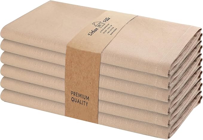 Urban Villa Harvest DinnerNapkins Set of 6Over Sized 20''x20'' Fall ClothNapkins Taupe Color Dinner Napkins Cloth Napkins 100% Cotton Thnaks Giving Cloth Napkins Premium Quality DinnerNapkins