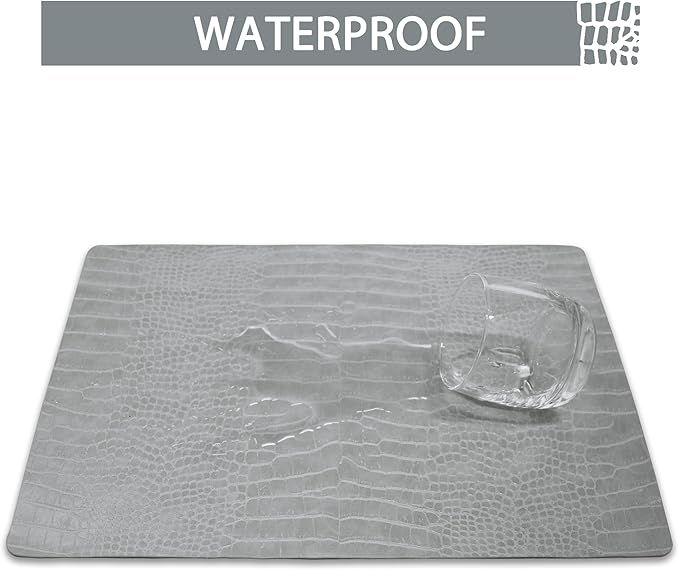 Set of 4 Faux Leather Placemats, PU Table Mats, Waterproof, Stain Resistant, Heat Resistant, Easy to Clean for Kitchen Dining Table,Conference Table