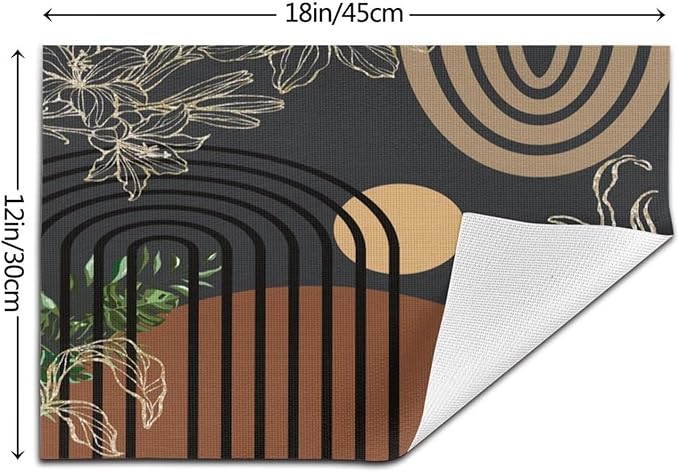 Abstract Black Mid Century Placemats Minimalist Aesthetic Modern Contemporary Artistic Washable Place Mats 12x18Inch for Dining Kitchen Farmhouse Decor 6 PCS