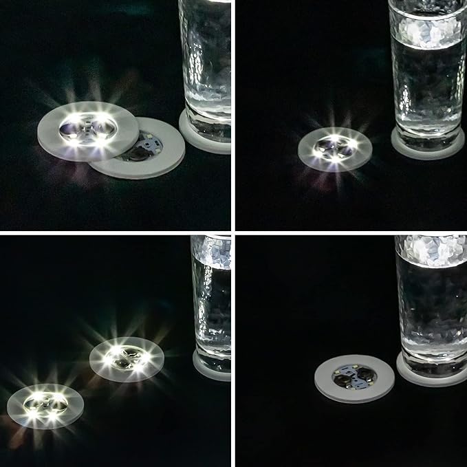 12 pcs LED Coaster, Bottle Lights for Liquor Bottles, Sticker Lights for Wine Liquor Bottle, Club, Bar, Party