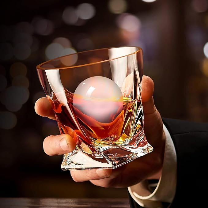 Crystal Whiskey Glass Set of 3 - Old Fashioned Bourbon Glasses, Perfect for Scotch and Cocktails (Style 2,3pcs)