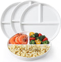 8" Ceramic Divided Plates Set - 4Pcs, Portion Control Plate, Bariatric Plate for Kids Adults, 3 Compartment Plates, Dinner Plates for Balanced Meal, Oven, Dishwasher Safe, White