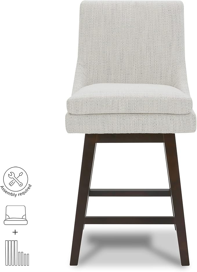 CHITA Counter Height Swivel Barstool, FSC Certified Upholstered Bar Stool, 26.8" H Seat Height, Fabric in Ivory