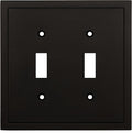 Henne Bery Modern Edge Decorative Wall Plate Switch Plate Outlet Cover, Durable Solid Zinc Alloy (Double Toggle, Matte Black)