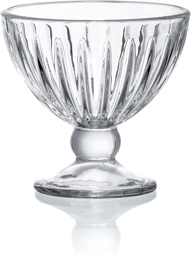 Red Co. Classic Footed Dessert Cups, Premium Crystal Clear Glass Ice Cream Bowls - Perfect for Parfait Fruit Salad or Pudding, Set of 6, 9 OZ