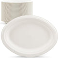 Mat Board Center, 10x7.5 Inch, 500-Count, Compostable Plates, Natural Bagasse (Sugarcane Fiber), Everyday Tableware - Disposable - Oval Shape - Microwave-Safe - Gluten-Free - Eco-Friendly