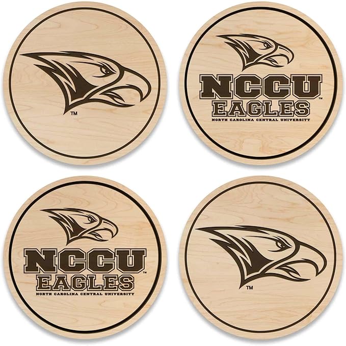 LazerEdge NC Central Eagles Wooden Coaster Set - Maple Wood - Officially Licensed Product - 4-Pack