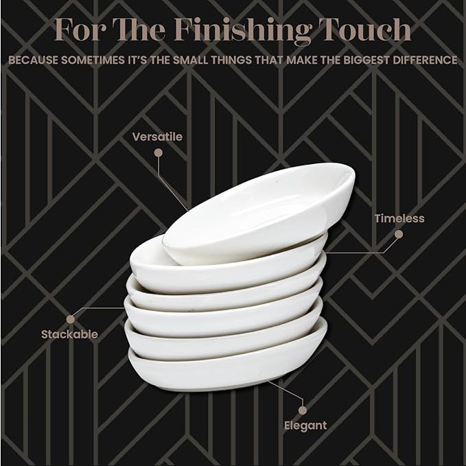 Vikko Mini White Plate for Butter or Sauce, 3.4 Inch Small White Porcelain Plate Set of 4, Dishwasher Safe