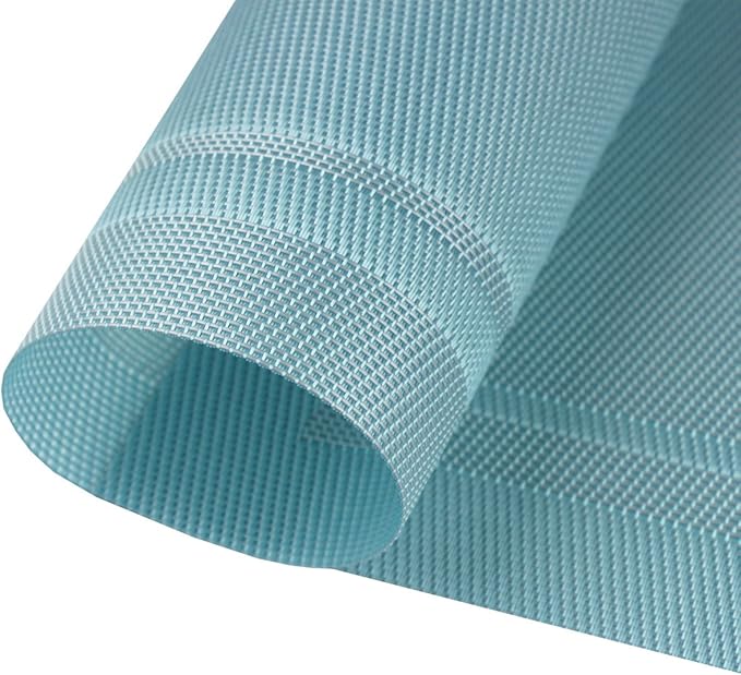 PIGCHCY Heat Insulation Non Slip Plastic Placemats,Washable Easy to Clean Woven Vinyl Kitchen Stain Resistant Placemats for Dining Table Set of 6 (Sky Blue)