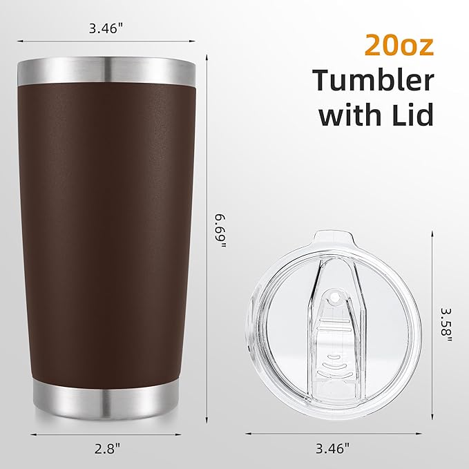 20 oz Tumbler with Lid Stainless Steel Insulated Tumblers Double Wall Vacuum Coffee Mug Powder Coated Tumbler Cups for Cold and Hot Drinks, Coffee, 1 pack