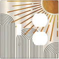 Light Switch Cover Plate Mid Century Boho Sun Beige Minimalist Abstract 2 Gang Decorative Switch Plates 1 Toggle Duplex Combo Outlet Covers GFCI Wall Plates for Bathroom Bedroom Decor
