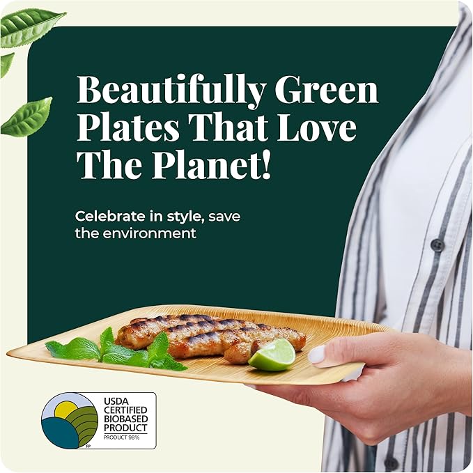 Palm Leaf Plates Bamboo Paper Disposable 4 Inch 200 Bulk Appetizer and Dessert Square Plate Party Pack Eco Biodegradable Compostable Wooden Better Than Plastic Plates By KoalaLove