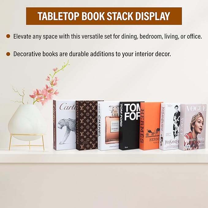 Luxe Large | 4 PCS Faux Decorative Books for Home Decor | Not Real Books (Cardboard Boxes) | Coffee Table, Bookshelf & Shelf Styling Display Props for Living Room, Office