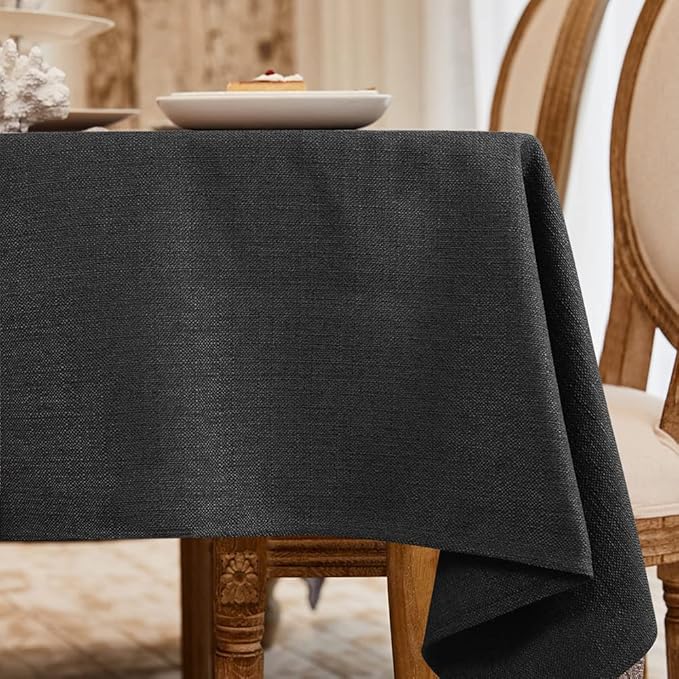 BALCONY & FALCON Square Tablecloth - Small Waterproof Table Cloth, Wrinkle Resistant Table Cover Linen Fabric Tablecloths for Dining Kitchen Wedding and Outdoor Decoration (Black, 55"x55")