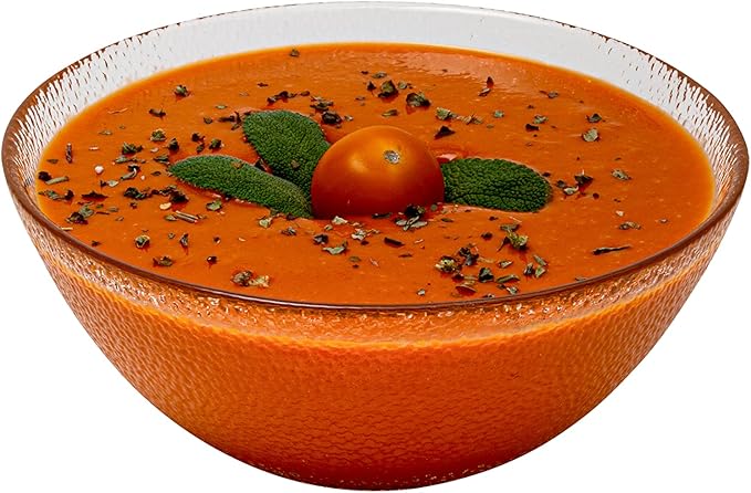 Vikko Soup Bowls, 6.5 Inch Salad Bowls, Glass Soup Bowls, Elegant Textured Glass Bowls, Set of 4, Dishwasher Safe