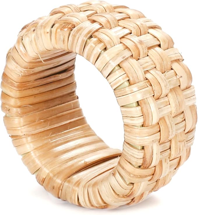 Natural Rattan Napkin Ring Set of 12 - Beautiful Elegant Decorative Napkin Holder for Dining Table Décor, Easter, Farmhouse, Wedding, Party, Family Gathering, New Year & Everyday Use