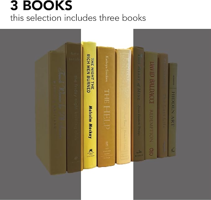 Real Books by Color® (Set of 3, Yellow) Decorative Bookshelf Home Decor Shelf Styling Photo Prop
