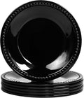 Melamine Beaded Dinner Plate Set of 6, 11inch, Black, BPA Free, Platter, Serving Dishes, Chip & Break Resistant, Lightweight, Durable, Great for Dining, BBQs, Picnics, Weddings & Everyday Meals
