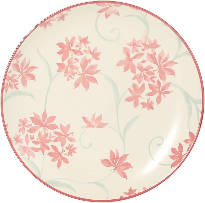 Gibson Home Admiral Hall 12-Piece Matte Stoneware Dinnerware Set – Dinner Plates, Salad Plates & Bowls with Pink Floral Pattern, Durable Everyday Dish Set, Microwave & Dishwasher Safe