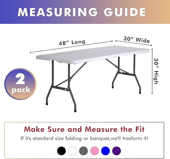 Nasitos 2 Pack Tablecloth Fitted Spandex 4 ft Table Cloth-Open Back Red Table Covers Fabric Washable and Wrinkle-Free Fabric Tablecloths for Party, Wedding, Birthday, Buffet, Events