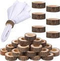 Set of 24 Wooden Bark Napkin Ring Handcrafted Wooden Napkin Holder Rustic Napkin Rings Buckles Party Gift Farmhouse Table Decoration for Dining Wedding Birthday, Everyday