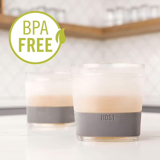 Host Freeze Cooling cup, Old Fashioned Glass with Silicone band for Bourbon, Scotch, and Whiskey, whisky gifts for men, Set of 1, Smoke