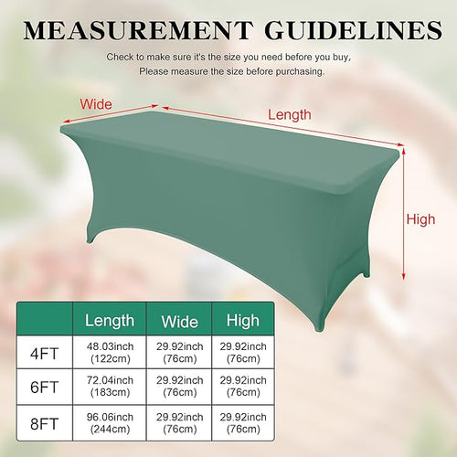 2Pack 4FT Table Cloth for Rectangular Fitted Events Stretch Turquoise Stone Table Covers Washable Spandex Tablecloth Protector for Party, Wedding, Cocktail, Banquet, Festival