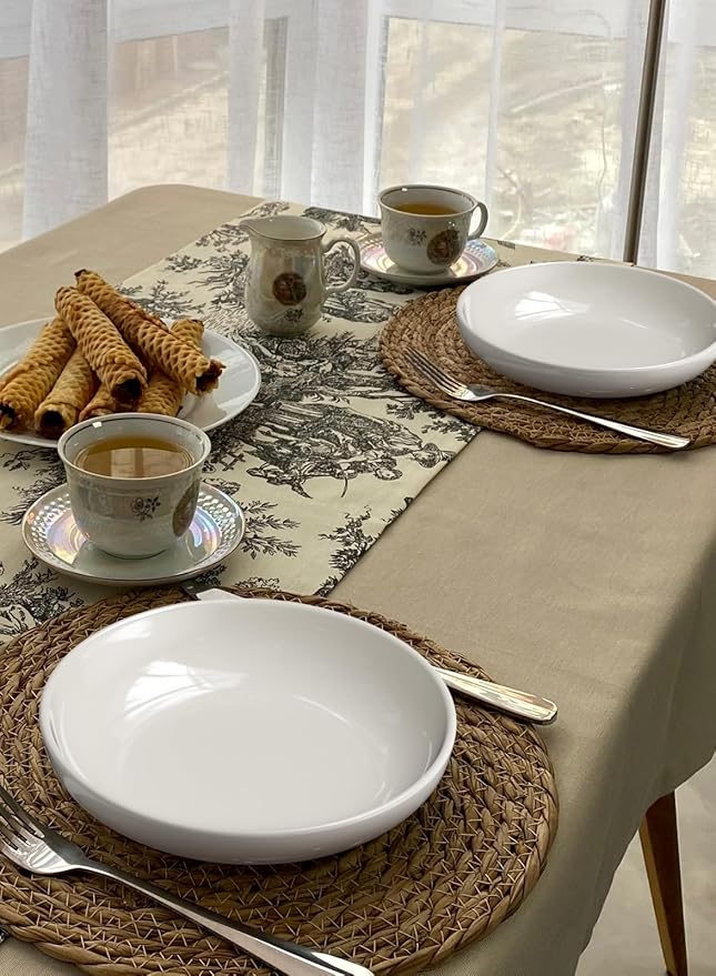 Quatish 35oz Pasta Bowls Set of 4, 8.5" Large Salad Bowls Soup Bowl for Kitchen, Microwave & Dishwasher Safe, Porcelain Wide and Shallow Serving Bowl, White Dinner Plates, Dinnerware Set, Gift