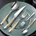 20-piece Luxury Gold-plated TWEE Silverware Set for 4 Palace Style Stainless Steel Flatware Cutlery Serving Utensils Eating Tableware for Home Kitchen Hotel Restaurant Mirror Polished