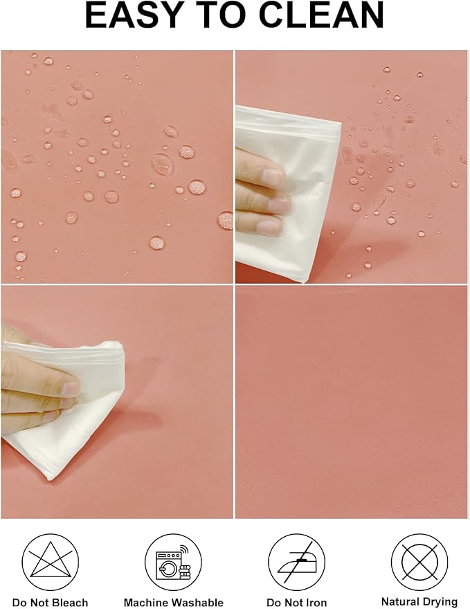 Fokitut 2 Pack Waterproof Rectangle Tablecloth, 90x156 Inch,Stain Resistant and Wrinkle Polyester Table Cloth, Fabric Table Cover for Kitchen Dining, Wedding, Party, Holiday Dinner-Dusty Pink