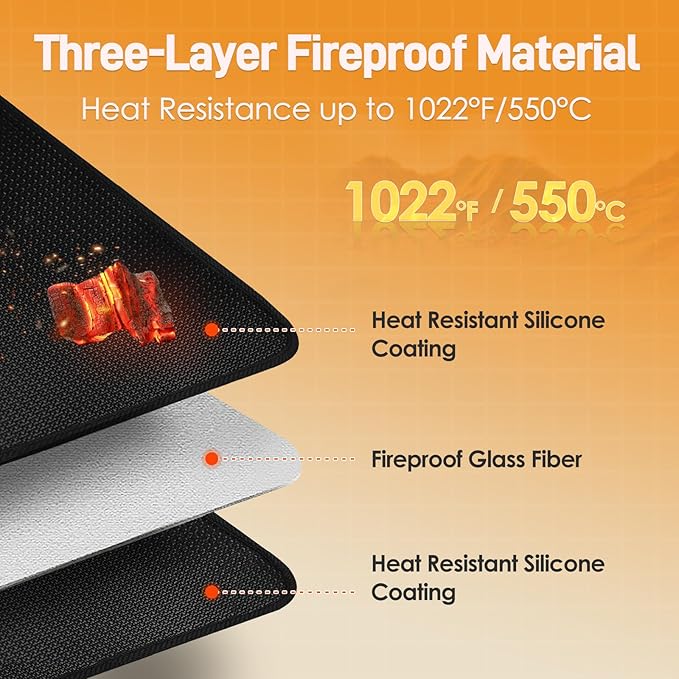 Extra Large Heat Resistant Mat for Countertop, 16 x 78in Fireproof Silicone Mats for Kitchen Counter, Easy to Clean Countertop Protector Mat for Air Fryer, Coffee Maker, Toaster, Oven, Black