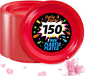 WELLIFE 7 Inch Red Dessert Plates 150 Count, Red Plastic Disposable Party Plates for Dessert Cake Appetizers Salad Easter Mother's Day