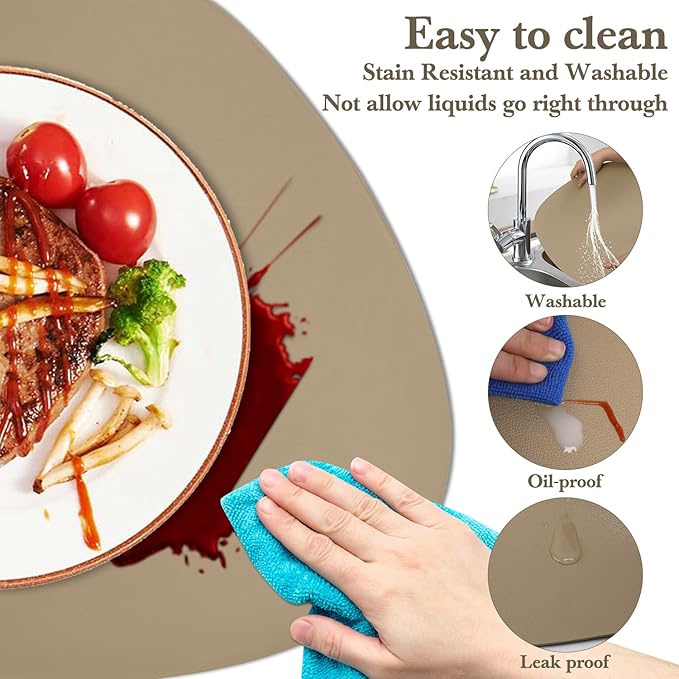 Placemats Set of 6, Placemat with Coasters Heat Stain Scratch Resistant Non-Slip Waterproof Oil-Proof Washable Wipeable Outdoor Indoor for Dining Patio Table Kitchen Decor and Kids-Apricot