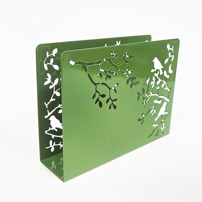 Mango Steam Tabletop Napkin/Tissue & Letter Holder for Home, Kitchen, Restaurants (Songbird, Green)