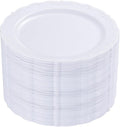 DaYammi 36PCS White Plastic Plates, Heavy Duty White Disposable Premium 7.5inch Dessert Cake Salad Appetizer Plates Hard Plastic Platos Disposable for Party Wedding