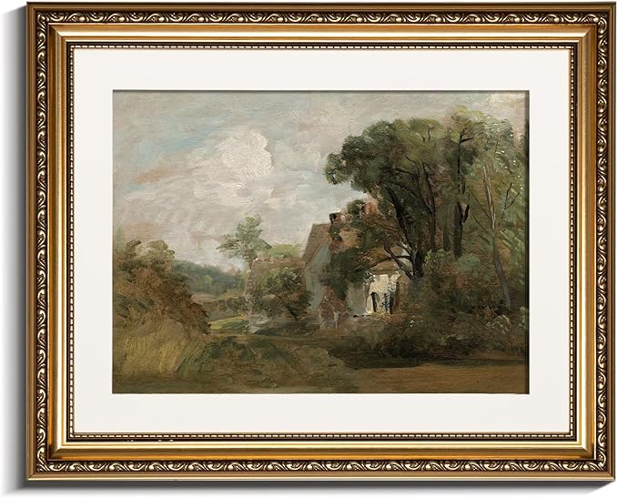 InSimSea Gold Picture Framed Wall Art, Living Room Vintage French Country Wall Decor, Nature Landscape Canvas Print Art, Home Farmhouse Decor, Antique Paintings with Frame 13x16inch