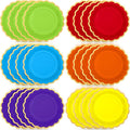 48 Pcs Rainbow Paper Plates 9 Inch Colorful Scalloped Paper Disposable Dinner Dessert Plates for Birthday Wedding Bridal Party Supplies, 6 Colors