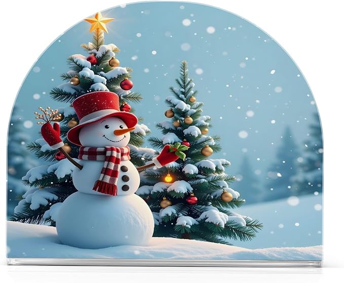 Snowman Christmas Tree Napkin Holder for Table Kitchen Decor Acrylic Paper Napkin Holders for Tissue Dining Room Indoor Outdoor Party Holiday Accessories