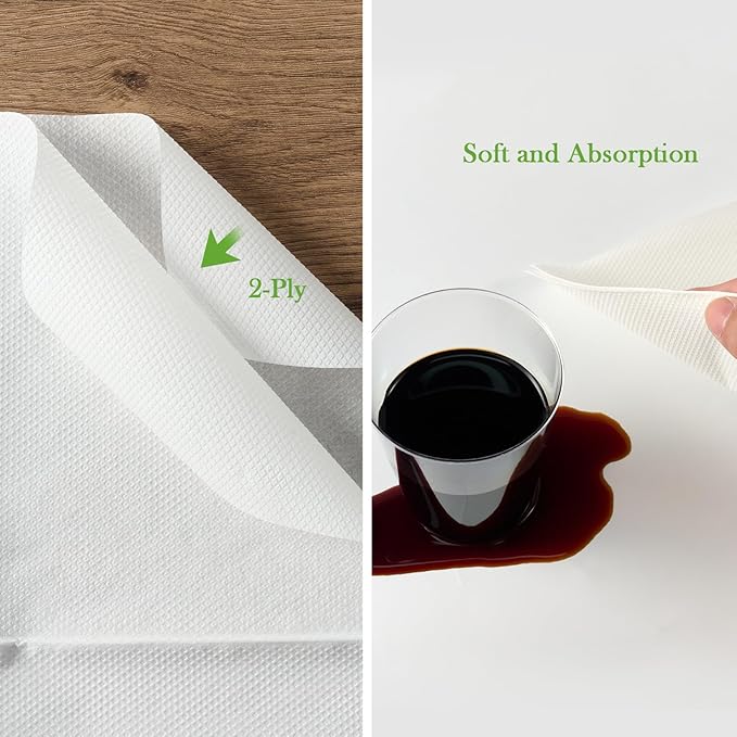 ECOLipak Lunch Napkins Bulk, 2000 Count Everyday Paper Napkins, 4.9×4.9 Inch Folded, 2-Ply Soft And Absorbent for Dinner, Gathering, Bar, Restaurants(9.8×9.8 Inch Unfolded)