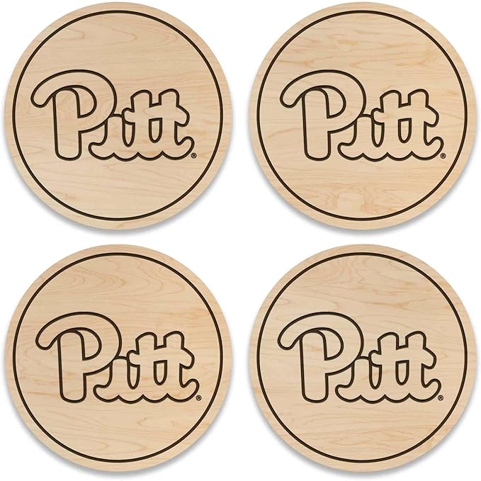 LazerEdge Pittsburgh Panthers Wooden Coaster Set - Maple Wood - Officially Licensed Product - 4-Pack