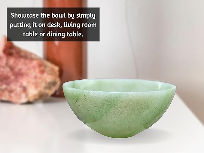 Green Aventurine Crystal Bowl - 2 Inch Decorative Bowls for Room and Home Decor - Gemstone Healing Crystals for Elegant Display, Positive Energy Balance and Gift