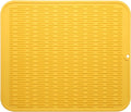 Silicone Dish Drying Mat for Multiple Usage,Easy clean,Eco-friendly,Heat-resistant Silicone Mat for Kitchen Counter or Sink,Refrigerator or Drawer Liner Yellow XL 18 inches x 16 inches
