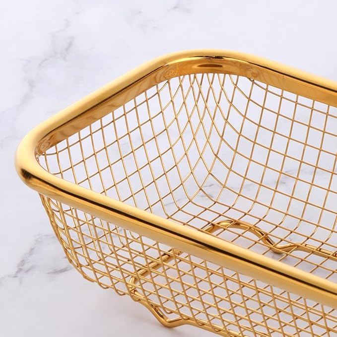 Kitchen Drawer Organizer, Stainless Steel Storage Container Metal Cabinet Storage Basket for Holding Silverware Kitchen Utensil, Pack of 2