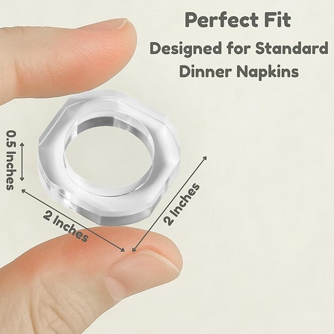 ALPHA Living HOME Acrylic Napkin Rings Set of 12-Elegant Napkin Holders for Cloth Napkins, Classic Round Serviette Rings for Dining Table Décor, Weddings, Banquets, Parties & Gatherings (Transparent)