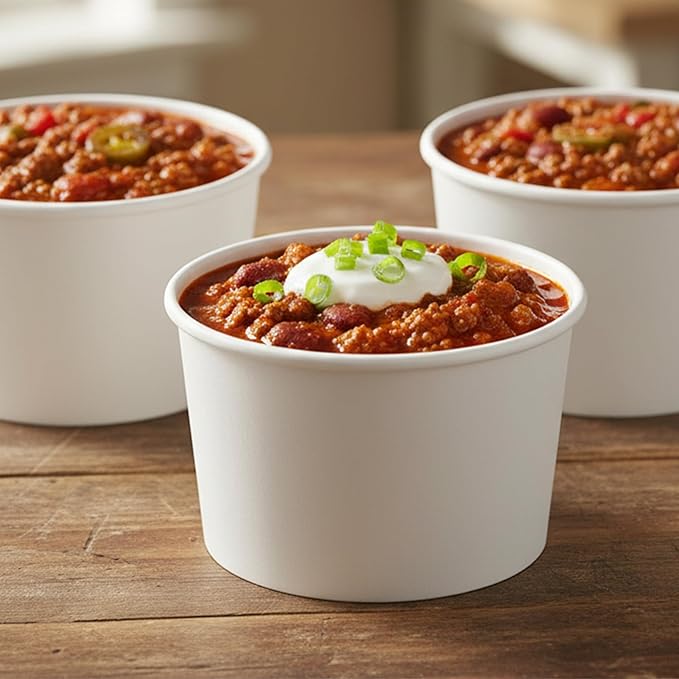 Smarty Had A Party 1000 Squat Paper Soup Cups 8 oz White Paper Disposable Soup Cups for Hot Food Containers for Takeout and Catering
