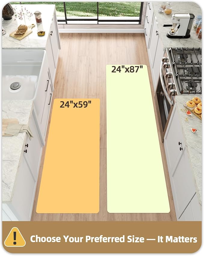 Color&Geometry Anti Fatigue Kitchen Mats for Floor 24x59, Vintage Decor, Easy Clean, Waterproof & Oil Proof, 0.4" Thick Cushioned, Non-Slip Kitchen Runner Rug for Sink, Laundry, Office, Khaki