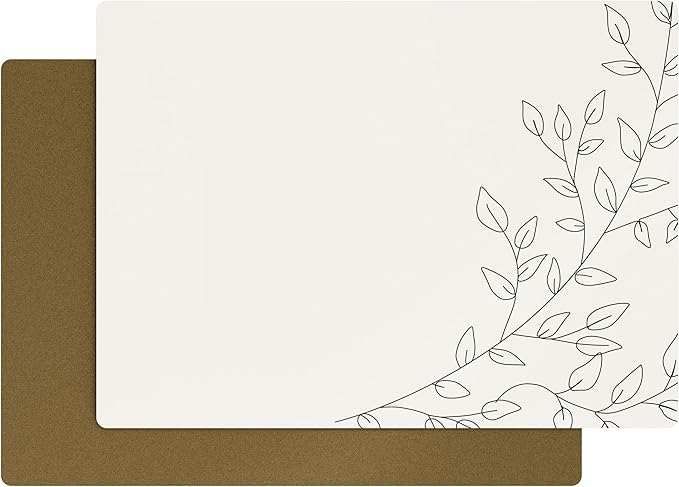 Royalty Art Creamy White Boho Placemats, 4 Pc. Set, Non-Slip Cork Backed, Wipeable Heat Resistant Surface for Kitchen and Dining Table Protection, Cute Floral Pattern for Farmhouse or Rustic Decor