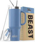 Beast 50 oz Tumbler with Handle Stainless Steel Vacuum Insulated Coffee Ice Cup Double Wall Travel Flask (Stormy Sky Blue)