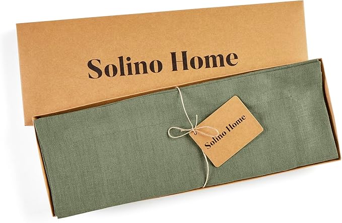 Solino Home Linen Cloth Placemats Set of 4 - 100% Pure Linen Oil Green Placemats 14 x 19 Inch for Spring, St Patricks Day, Easter - Fete